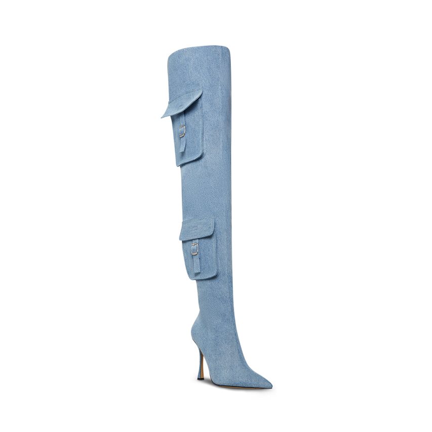 Botas Hasta La Rodilla Steve Madden Brittany Denim Fabric Mujer Azules | ES RIE1S4